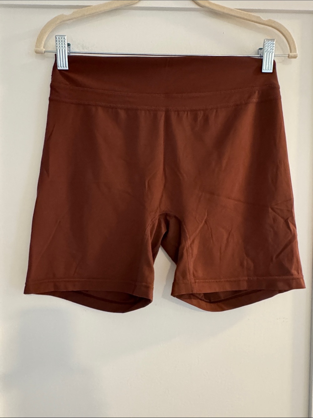 Tom Tiger Tummy Control High Rise Bike Short in Brown 6" | Size Medium